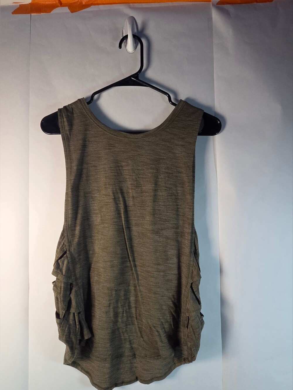 lululemon athletica Olive Green Ruffle Side Pocket Tank